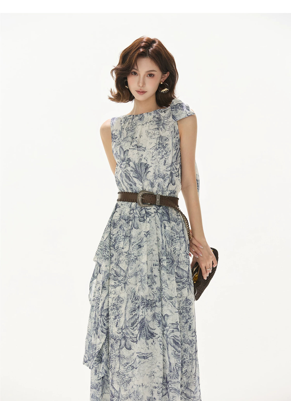 Forest Print Chiffon Dress