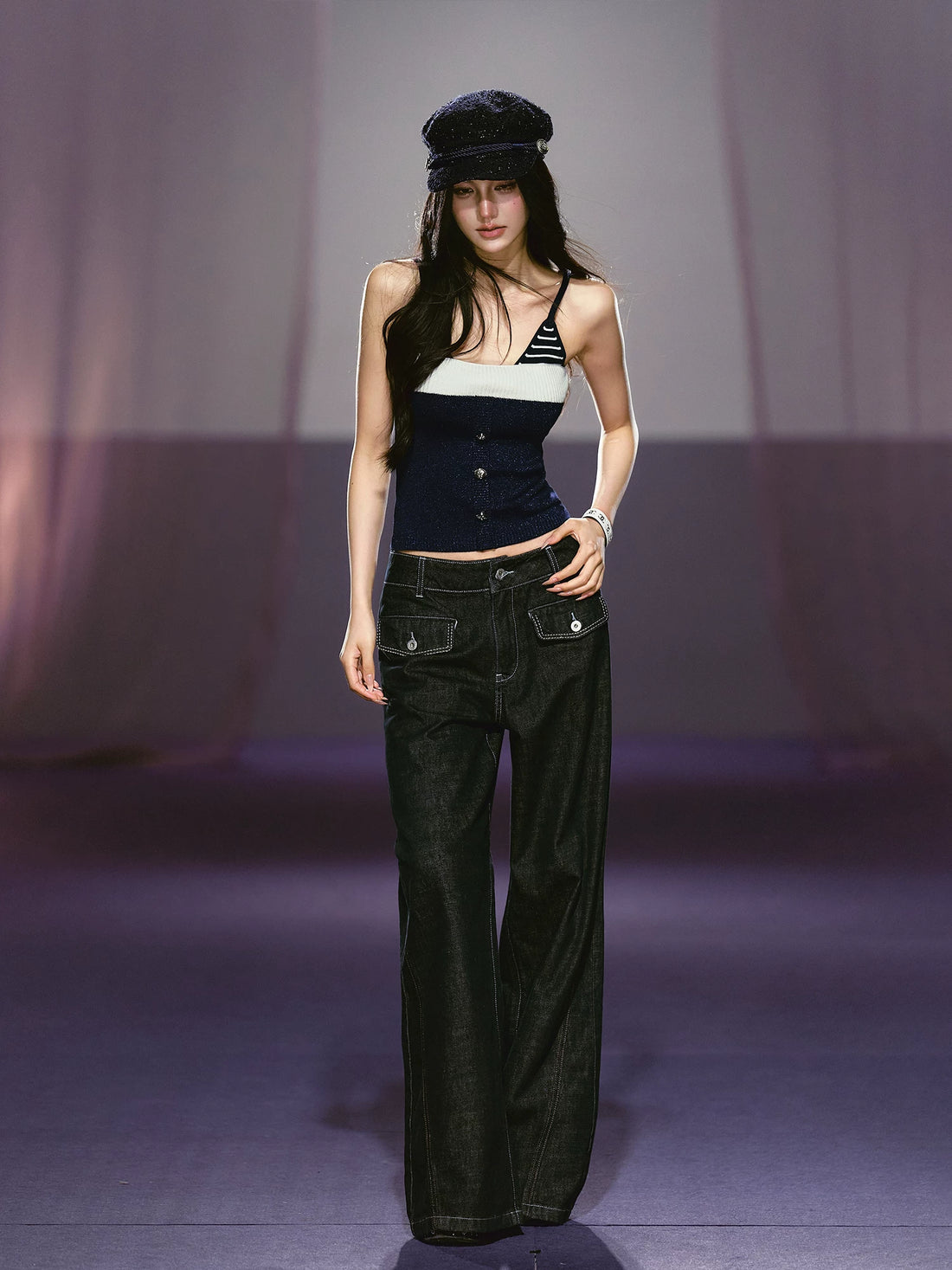 Wide-Leg Denim Trousers