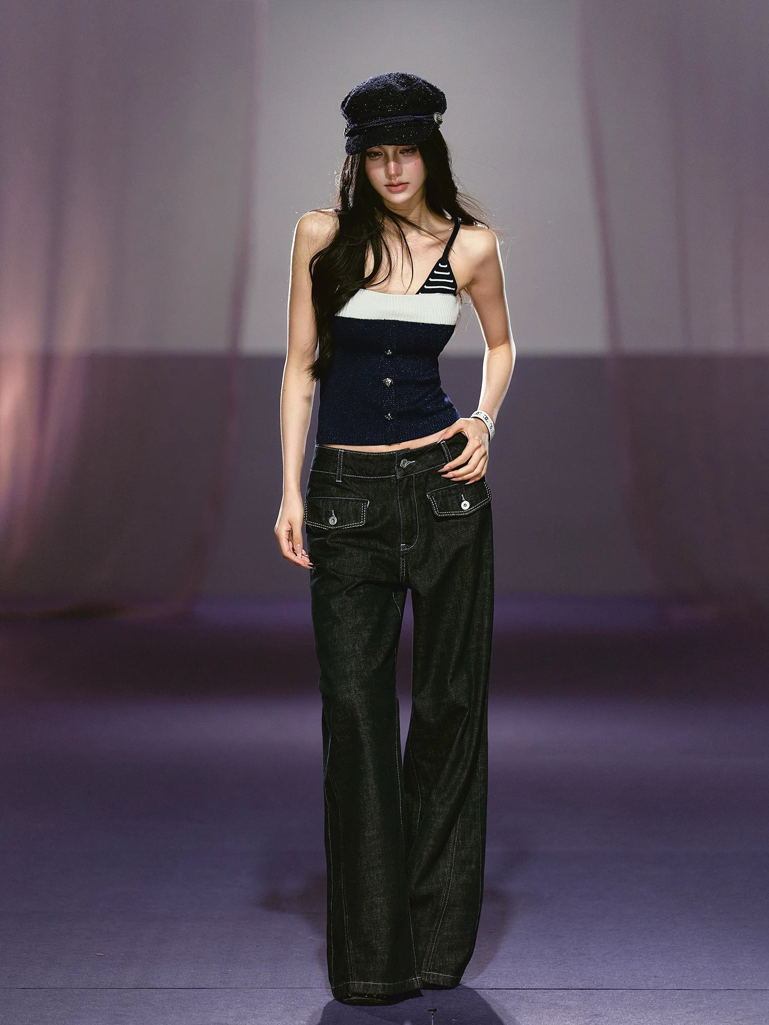 Wide-Leg Denim Trousers