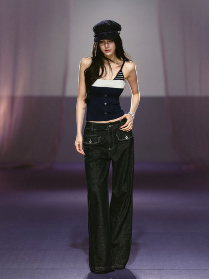 Wide-Leg Denim Trousers