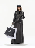 Suede Shearling Belted Jacket