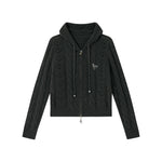 Cat-Ear Cable Knit Hoodie