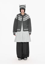Fair Isle Hooded Knit Cardigan