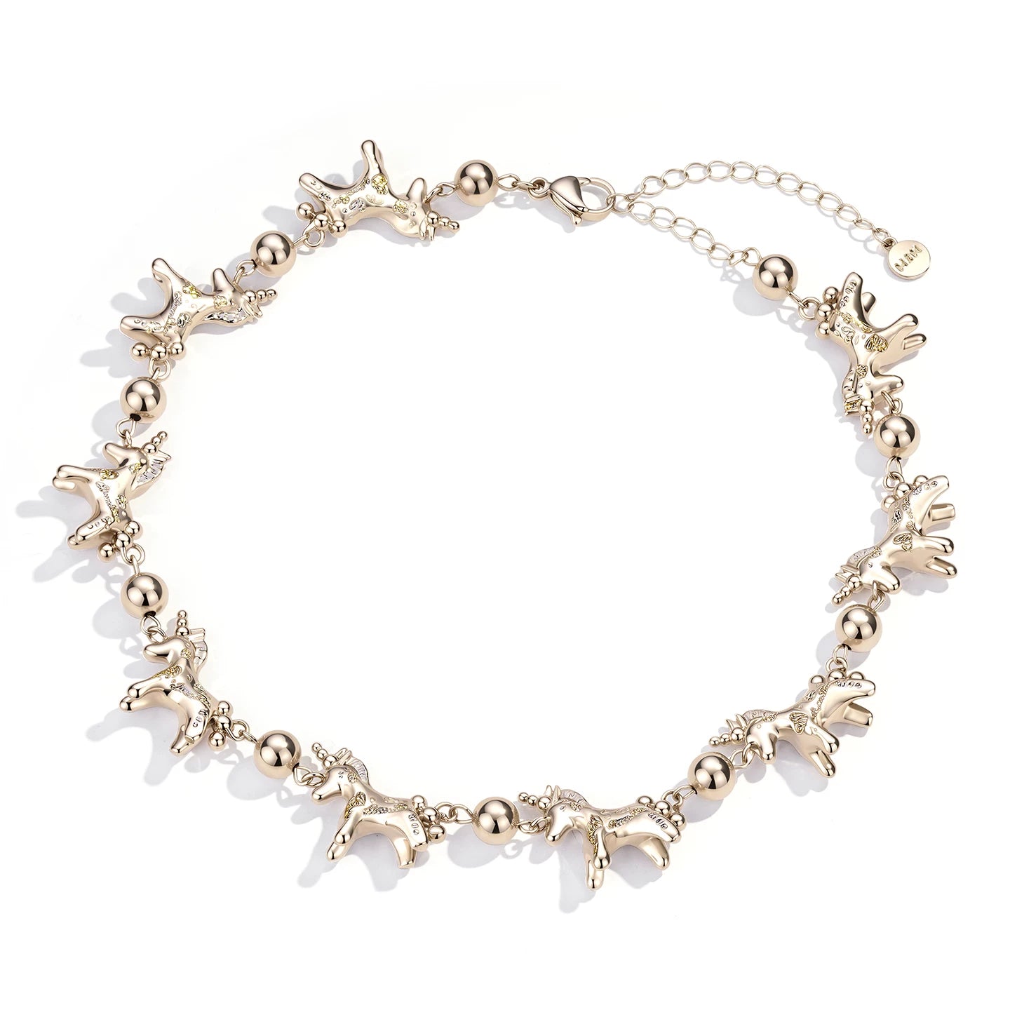 Embossed Pony Clavicle Necklace