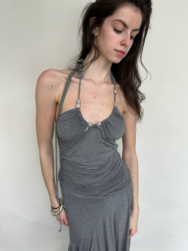 Grey Beaded Woven Strap Vacation Set
