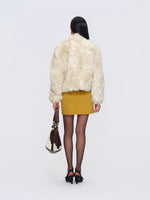 Faux-Fur Stand-Collar Toggle Cropped Jacket