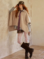 Oatmeal Jacquard Wool Knit Cape