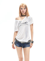 Asymmetric Letter Print T-Shirt
