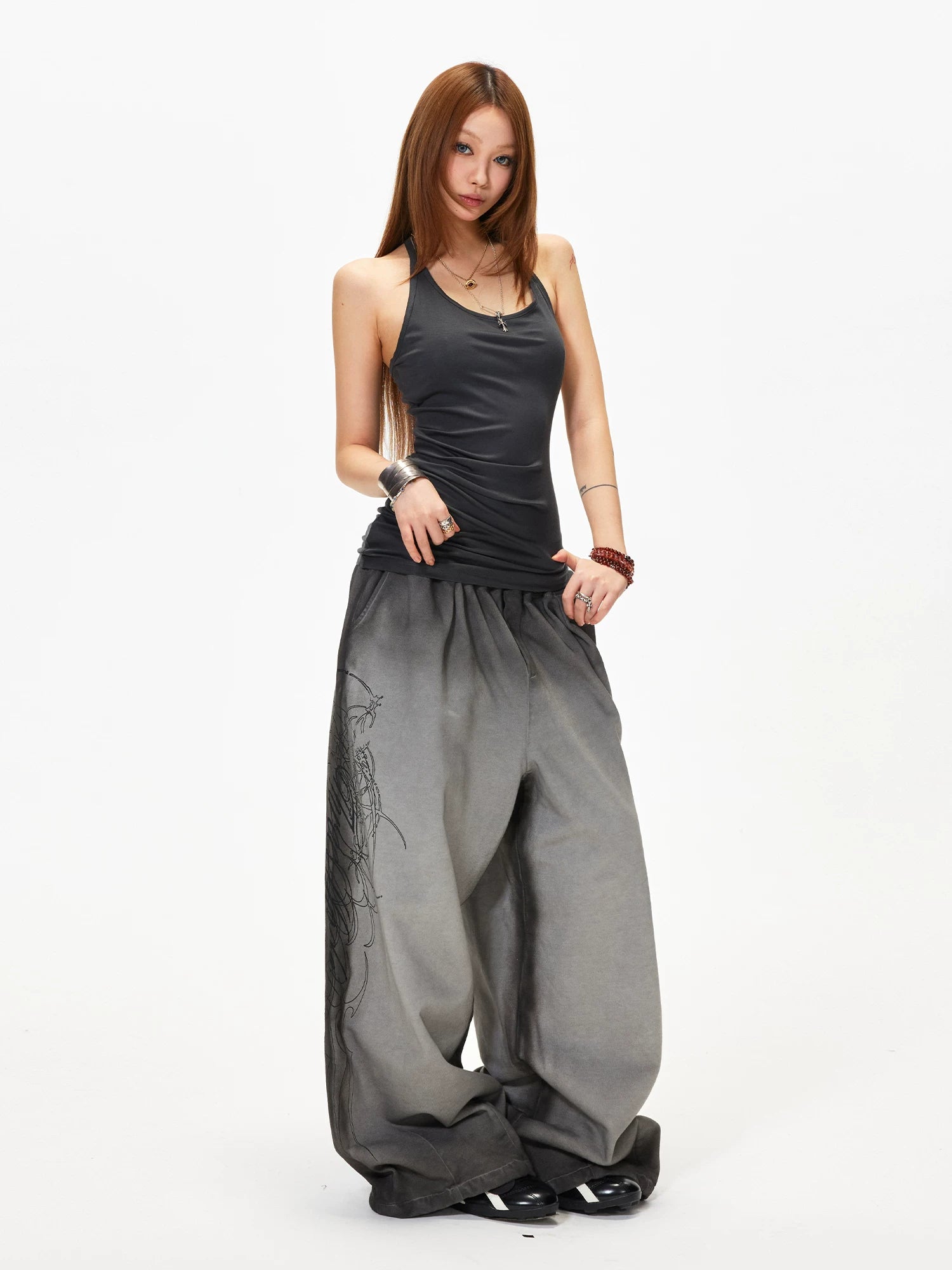 Embroidered Wide Leg Pants