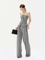 Asymmetrical Strapless Top & Trouser Set