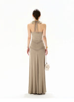 Ruffle Halter Knit Maxi Dress