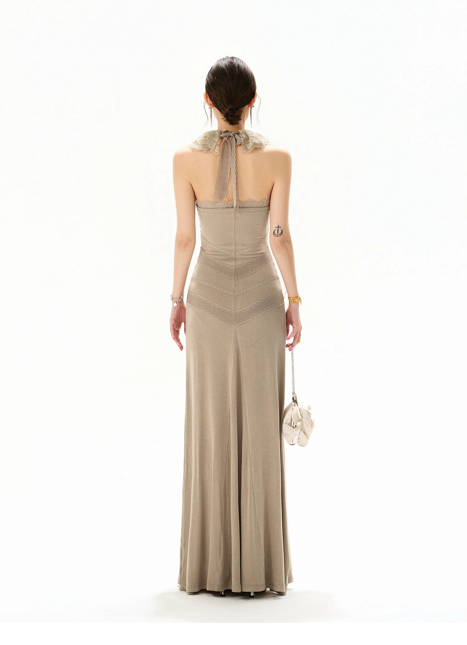 Ruffle Halter Knit Maxi Dress