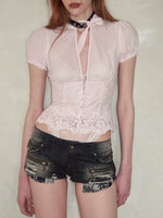 French V-Neck Ruffle Shirt
