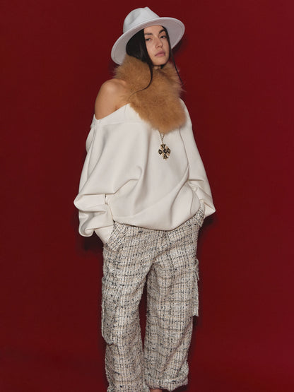 Asymmetric Off-Shoulder Oversized Sweatshirt