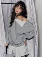 Detachable Collar Sweatshirt Set