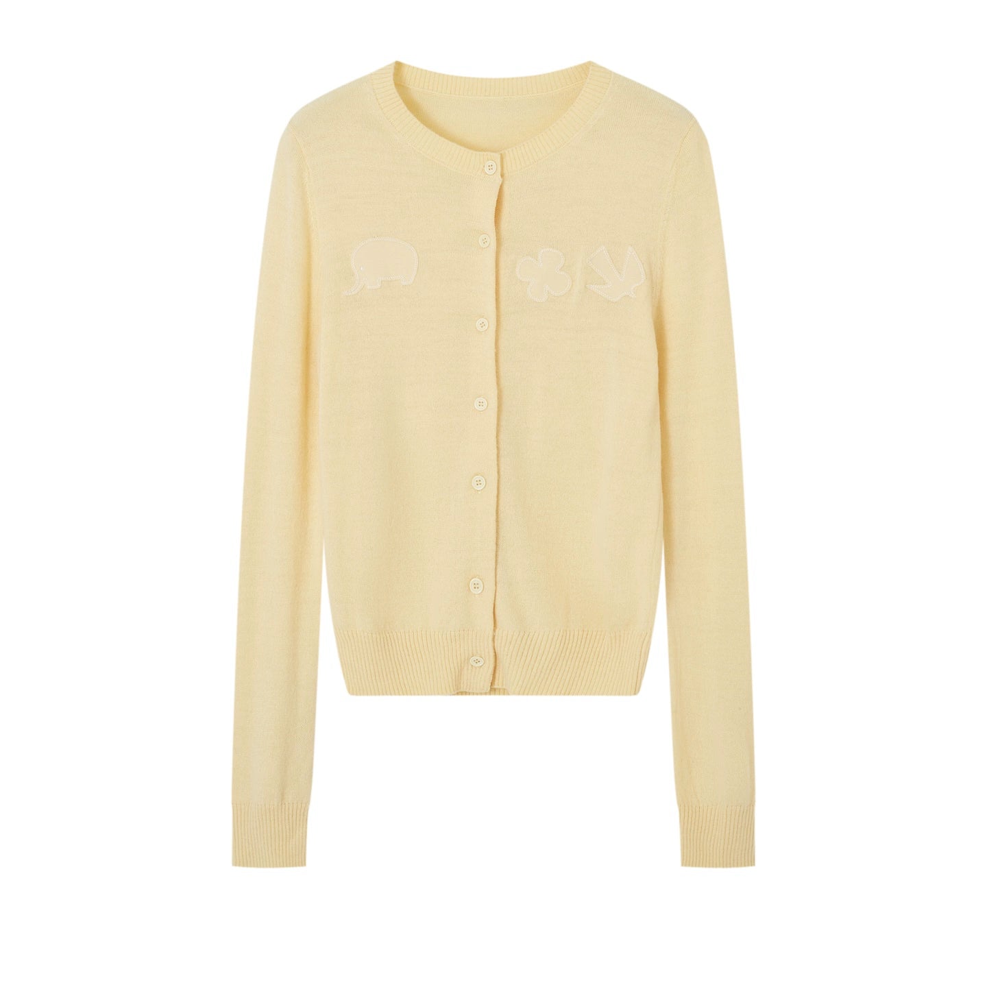 Crewneck Cartoon Patch Embroidered Cardigan