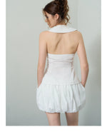 White Asymmetric Doll Collar Top