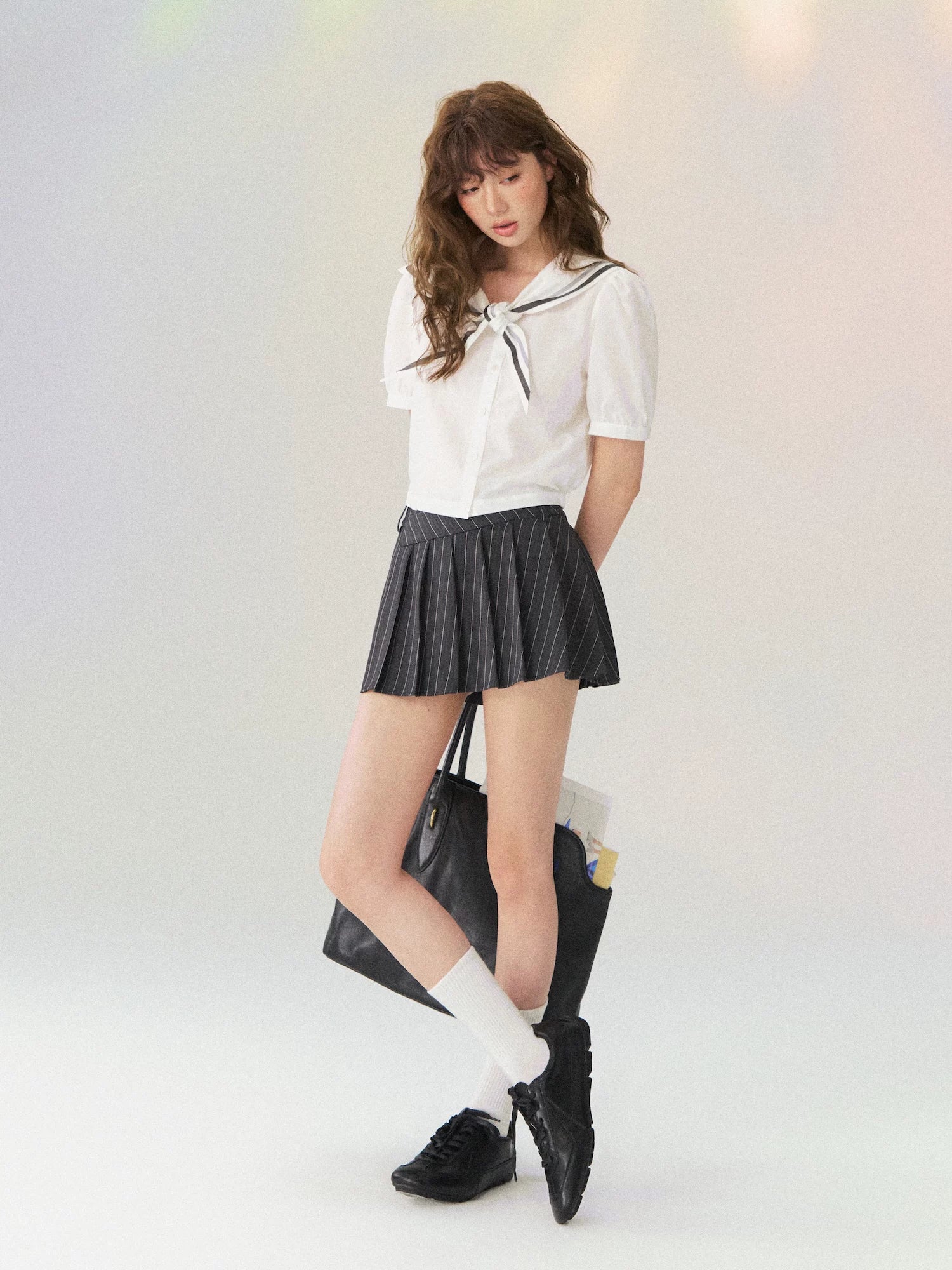 Striped Preppy Pleated Skort