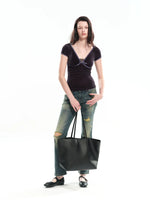Leopard Print Deep V Tee