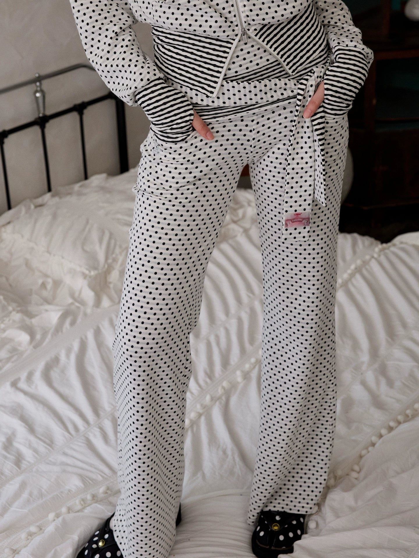Polka Dot Stripe Double-sided Scarf