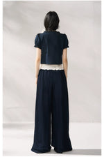 Navy Blue Floral Lace Set