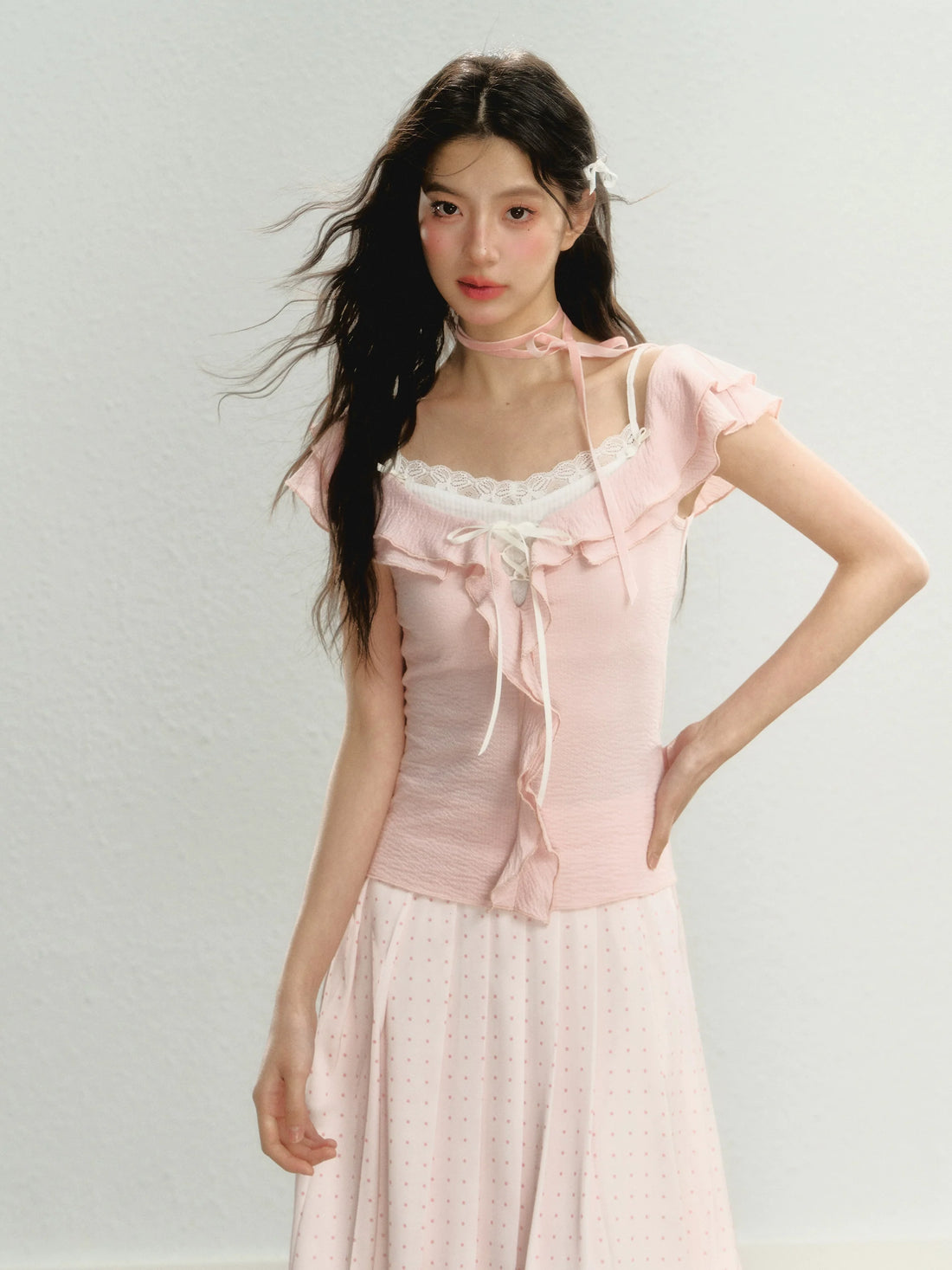 Lace 2-in-1 Knit T-Shirt