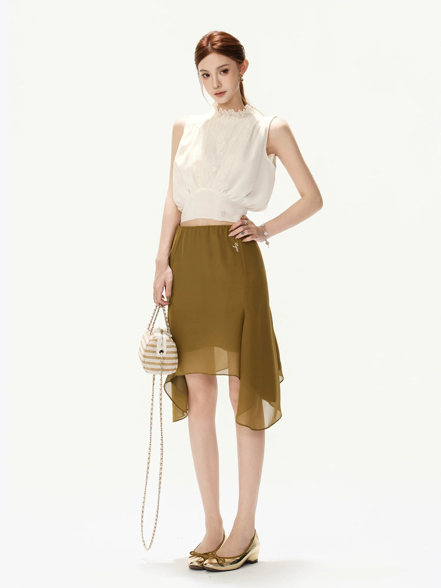 Chiffon A-Line Midi Skirt