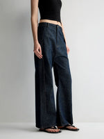 Structured Low Rise Drop-Crotch Flared Jeans