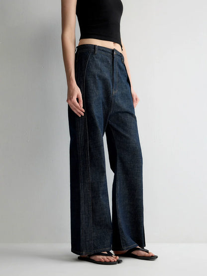 Structured Low Rise Drop-Crotch Flared Jeans