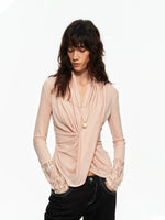 Cross Draped Acetate Top