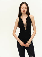 Hand-Threaded Dual-Color Knit Top