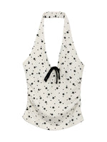 White Star Print Halter Top