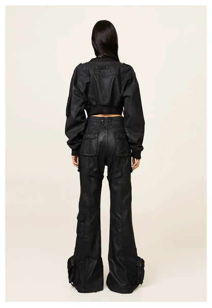 Ancient Myth Wax-coated Short Bomber Jacket