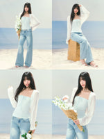 Striped Tube Cardigan Set