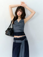 Navy Blue Halter Top & Pants Set