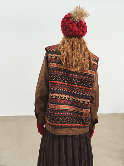 Fair Isle Patterned Fleece Vest