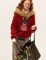 Cute Puppy Hooded Knit Sweater