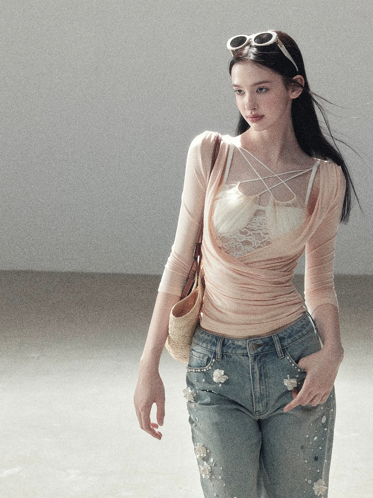 Ruched Neckline Crop Top