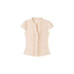 Lace Ruffle Waist Short Sleeve Top