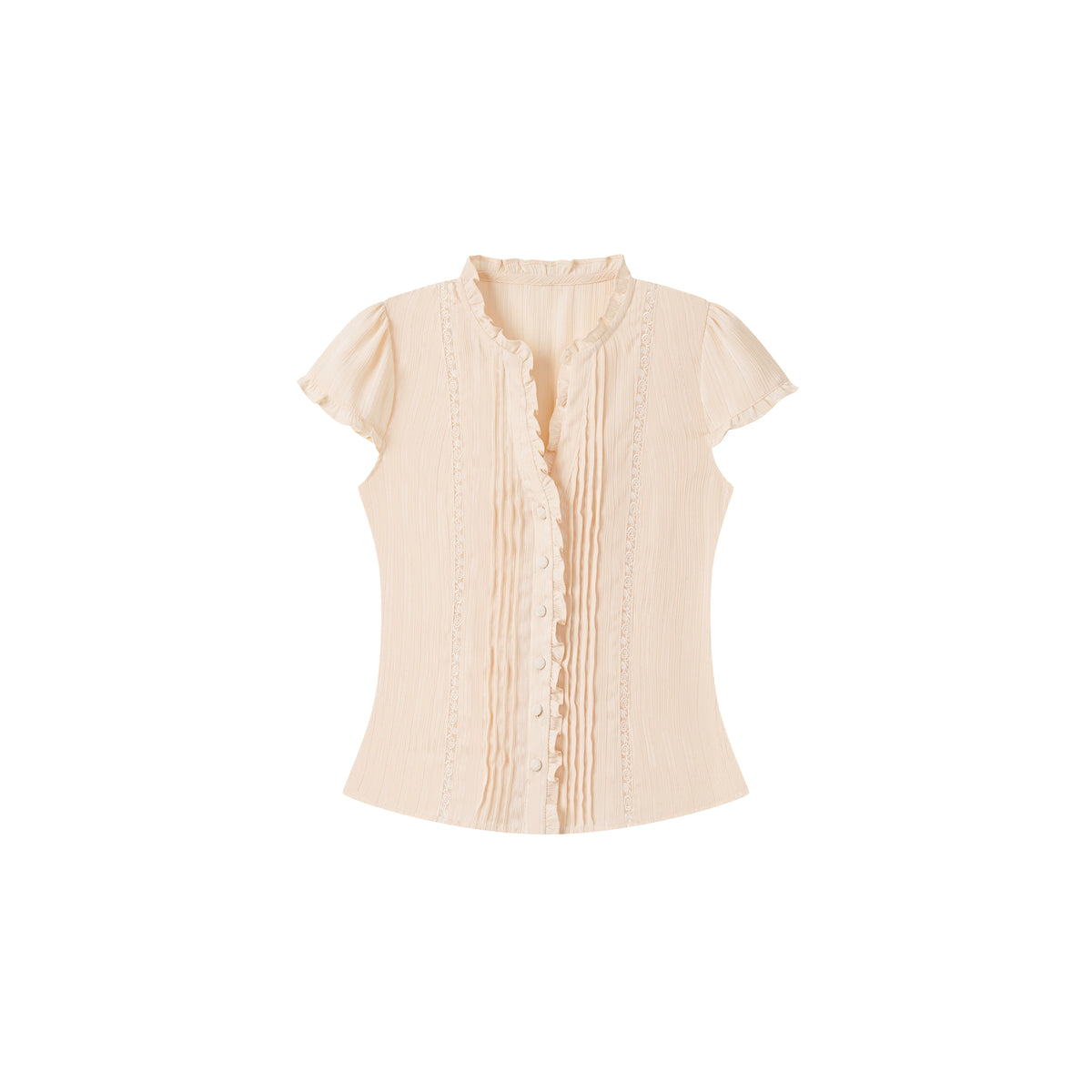 Lace Ruffle Waist Short Sleeve Top