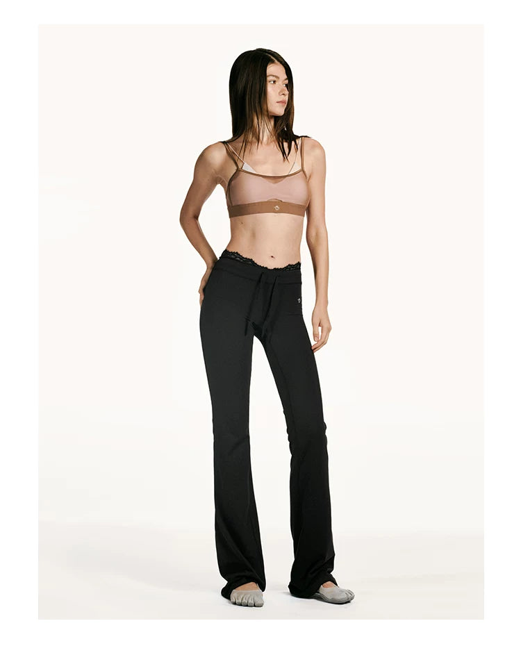 Quick-Dry Lace-Trim Stretch Pants