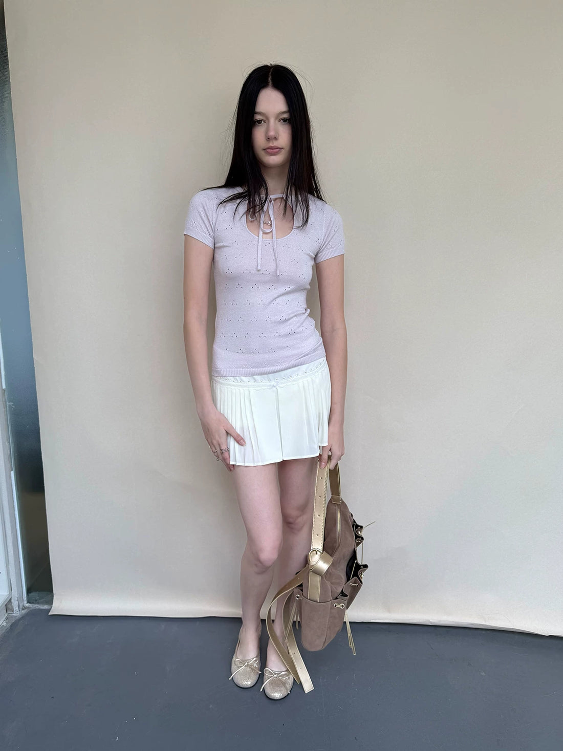 Cutout Knit Short Sleeve Top