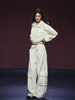 Neckline Tie Striped Sun-Protective Jacket & Pants Set