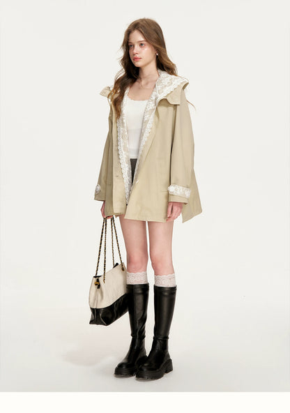 Lace Hooded Windbreaker