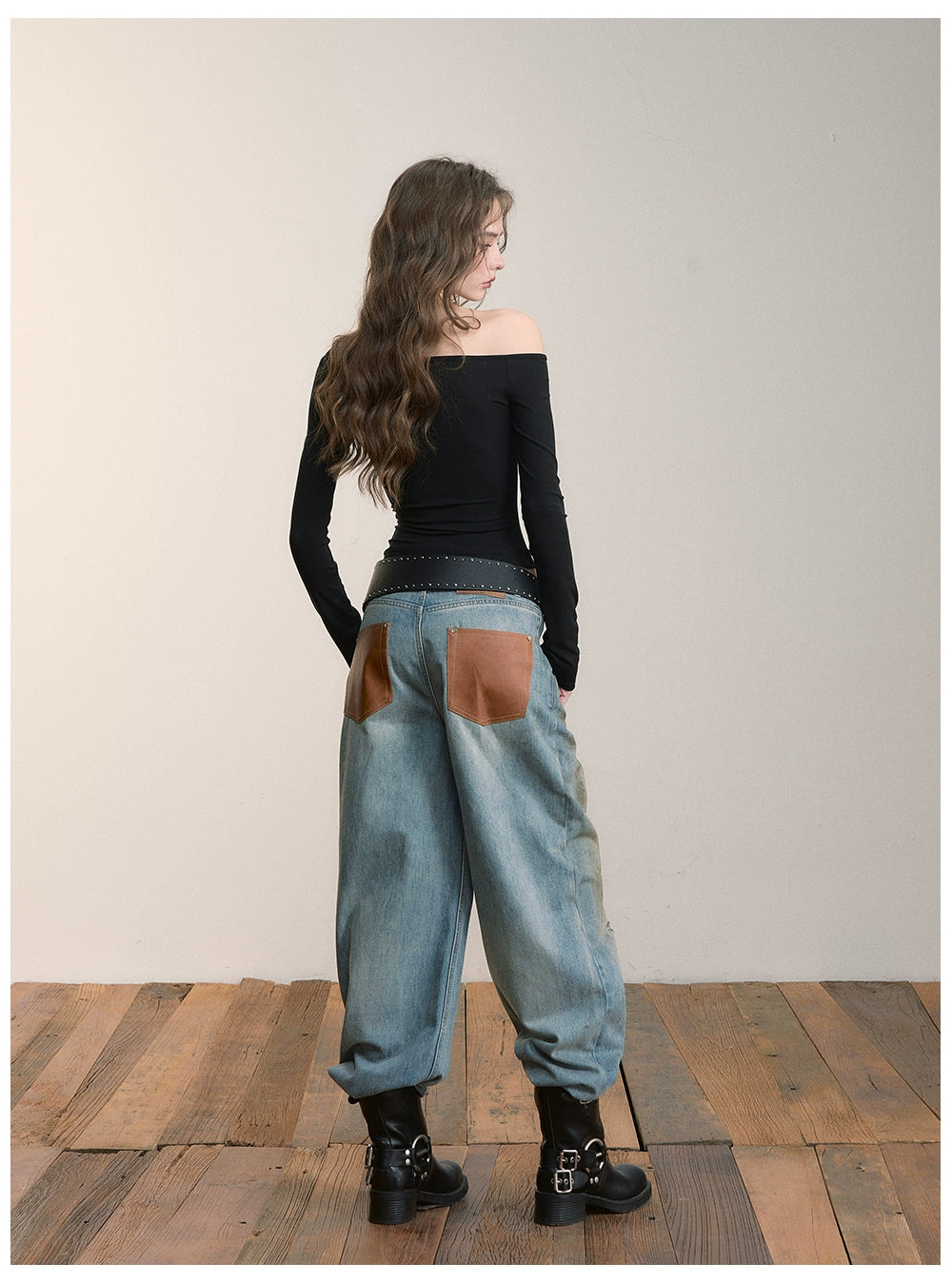 Distressed Wide-Leg Denim Pants