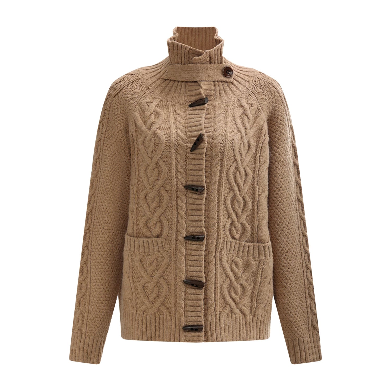 Light Brown Toggle Knit Cardigan