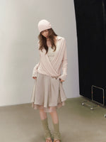 Silk Cross V-neck Knit Top