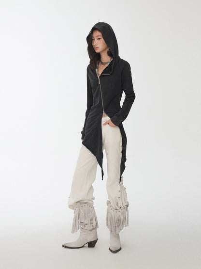 Rhinestone Studded Deconstructed Hoodie Dress