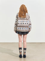 Jacquard Fleece High-neck Oversized Jacket