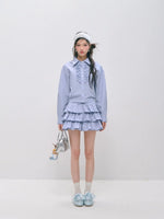 Plaid Ruffle Shirt & Skirt Set